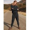 imageANRABESS Womens Two Piece Outfits Sweater Sets Long Sleeve Knit Pullover and Jogger Pants Tracksuit Lounge Set 2024 ClothesBlack