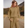 imageANRABESS Womens Two Piece Outfits Sweater Sets Long Sleeve Knit Pullover and Jogger Pants Tracksuit Lounge Set 2024 ClothesKhaki
