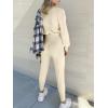 imageANRABESS Womens Two Piece Outfits Sweater Sets Long Sleeve Knit Pullover and Jogger Pants Tracksuit Lounge Set 2024 ClothesPink Apricot