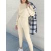 imageANRABESS Womens Two Piece Outfits Sweater Sets Long Sleeve Knit Pullover and Jogger Pants Tracksuit Lounge Set 2024 ClothesPink Apricot