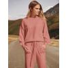 imageANRABESS Womens Two Piece Outfits Sweater Sets Long Sleeve Knit Pullover and Jogger Pants Tracksuit Lounge Set 2024 ClothesRusty Red