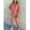 imageANRABESS Womens Two Piece Outfits Sweater Sets Long Sleeve Knit Pullover and Jogger Pants Tracksuit Lounge Set 2024 ClothesRusty Red
