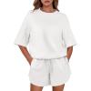 imageANRABESS Two Piece Outfits Oversized Top Lounge Shorts Matching Sets 2025 Summer Fashion Sweatsuits Travel Airport ClothesWhite