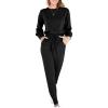 imageANRABESS Womens Two Piece Outfits Sweater Sets Long Sleeve Knit Pullover and Jogger Pants Tracksuit Lounge Set 2024 ClothesBlack