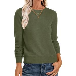 imageANRABESS Womens Long Sleeve Crewneck Classic 2025 Fall Soft Basic Pullover Sweaters TopArmy Green