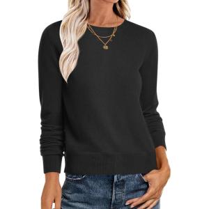 imageANRABESS Womens Long Sleeve Crewneck Classic 2025 Fall Soft Basic Pullover Sweaters TopBlack