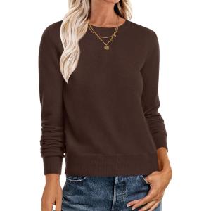imageANRABESS Womens Long Sleeve Crewneck Classic 2025 Fall Soft Basic Pullover Sweaters TopCoffee