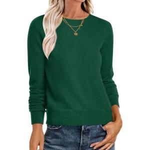 imageANRABESS Womens Long Sleeve Crewneck Classic 2025 Fall Soft Basic Pullover Sweaters TopGreen