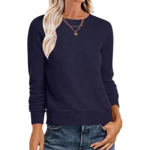 imageANRABESS Womens Long Sleeve Crewneck Classic 2025 Fall Soft Basic Pullover Sweaters TopNavy Blue