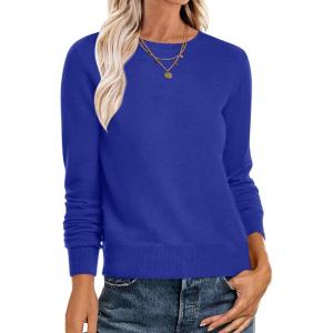 imageANRABESS Womens Long Sleeve Crewneck Classic 2025 Fall Soft Basic Pullover Sweaters TopRoyal Blue