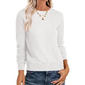 imageANRABESS Womens Long Sleeve Crewneck Classic 2025 Fall Soft Basic Pullover Sweaters TopWhite