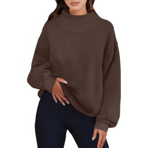 imageANRABESS Womens Oversized Sweatshirts Turtleneck Pullover Long Sleeve Hoodies Tops 2024 Fall Fashion Preppy OutfitsDeep Brown