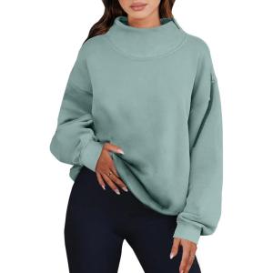 imageANRABESS Womens Oversized Sweatshirts Turtleneck Pullover Long Sleeve Hoodies Tops 2024 Fall Fashion Preppy OutfitsLight Green