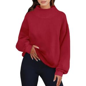 imageANRABESS Womens Oversized Sweatshirts Turtleneck Pullover Long Sleeve Hoodies Tops 2024 Fall Fashion Preppy OutfitsRed