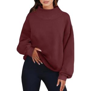 imageANRABESS Womens Oversized Sweatshirts Turtleneck Pullover Long Sleeve Hoodies Tops 2024 Fall Fashion Preppy OutfitsWine Red