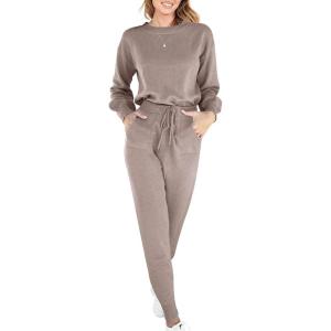 imageANRABESS Womens Two Piece Outfits Sweater Sets Long Sleeve Knit Pullover and Jogger Pants Tracksuit Lounge Set 2024 ClothesCamel