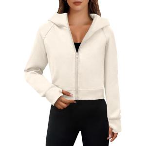 imageANRABESS Womens Zip Up Hoodies Cropped Sweatshirts Fleece Jackets Fall Outfits Casual Hooded Y2k Tops Winter Clothes 2025Beige