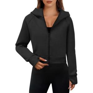 imageANRABESS Womens Zip Up Hoodies Cropped Sweatshirts Fleece Jackets Fall Outfits Casual Hooded Y2k Tops Winter Clothes 2025Black