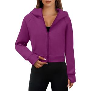 imageANRABESS Womens Zip Up Hoodies Cropped Sweatshirts Fleece Jackets Fall Outfits Casual Hooded Y2k Tops Winter Clothes 2025Fuchsia