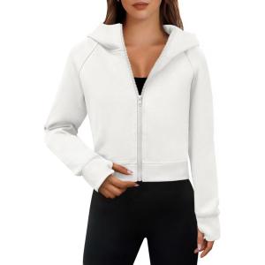 imageANRABESS Womens Zip Up Hoodies Cropped Sweatshirts Fleece Jackets Fall Outfits Casual Hooded Y2k Tops Winter Clothes 2025White
