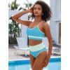 imageANRABESS Bikini Sets for Women 2 Piece High Waisted Tummy Control Color Block Summer Beach Swimsuit Ribbed Swim Bathing SuitBlue Green