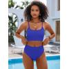 imageANRABESS Bikini Sets for Women 2 Piece High Waisted Tummy Control Color Block Summer Beach Swimsuit Ribbed Swim Bathing SuitRoyal Blue
