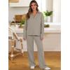imageANRABESS Lounge Sets for Women 2 Piece Outfits Sweatsuit Set Fall V Neck Sweatshirts Wide Leg Pants Tracksuits Khaki XLarge