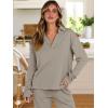 imageANRABESS Lounge Sets for Women 2 Piece Outfits Sweatsuit Set Fall V Neck Sweatshirts Wide Leg Pants Tracksuits Khaki XLarge
