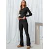 imageANRABESS Women 2 Piece Outfits Lightweight Lounge Sets Long Sleeve Cropped Top Foldover Flare Pants Pajamas Set Y2K ClothesBlack