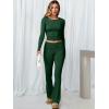 imageANRABESS Women 2 Piece Outfits Lightweight Lounge Sets Long Sleeve Cropped Top Foldover Flare Pants Pajamas Set Y2K ClothesGrass