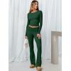 imageANRABESS Women 2 Piece Outfits Lightweight Lounge Sets Long Sleeve Cropped Top Foldover Flare Pants Pajamas Set Y2K ClothesGrass