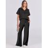 imageANRABESS Women 2 Piece Outfits Sweatsuit Summer Half Zip Sweatshirt Wide Leg Pant Sweat Lounge Set Athletic TracksuitsBlack