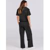 imageANRABESS Women 2 Piece Outfits Sweatsuit Summer Half Zip Sweatshirt Wide Leg Pant Sweat Lounge Set Athletic TracksuitsBlack
