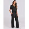 imageANRABESS Women 2 Piece Outfits Sweatsuit Summer Half Zip Sweatshirt Wide Leg Pant Sweat Lounge Set Athletic TracksuitsBlack