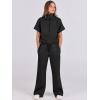 imageANRABESS Women 2 Piece Outfits Sweatsuit Summer Half Zip Sweatshirt Wide Leg Pant Sweat Lounge Set Athletic TracksuitsBlack