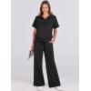 imageANRABESS Women 2 Piece Outfits Sweatsuit Summer Half Zip Sweatshirt Wide Leg Pant Sweat Lounge Set Athletic TracksuitsBlack