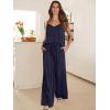 imageANRABESS Womens 2 Piece Linen Lounge Set Casual Matching Pants Jumpsuit Summer Beach Travel Vacation Trendy OutfitsNavy Blue