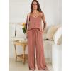 imageANRABESS Womens 2 Piece Linen Lounge Set Casual Matching Pants Jumpsuit Summer Beach Travel Vacation Trendy OutfitsRust