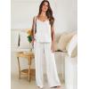 imageANRABESS Womens 2 Piece Linen Lounge Set Casual Matching Pants Jumpsuit Summer Beach Travel Vacation Trendy OutfitsWhite
