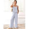 imageANRABESS Womens 2 Piece Outfits Linen Pants Jumpsuit Matching Lounge Set Casual Summer Beach Vacation Trendy Clothes Blue Large