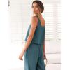imageANRABESS Womens 2 Piece Outfits Linen Pants Jumpsuit Matching Lounge Set Casual Summer Beach Vacation Trendy Clothes Grey Blue XLarge