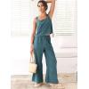 imageANRABESS Womens 2 Piece Outfits Linen Pants Jumpsuit Matching Lounge Set Casual Summer Beach Vacation Trendy Clothes Grey Blue XLarge