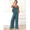 imageANRABESS Womens 2 Piece Outfits Linen Pants Jumpsuit Matching Lounge Set Casual Summer Beach Vacation Trendy Clothes Grey Blue XLarge