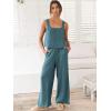 imageANRABESS Womens 2 Piece Outfits Linen Pants Jumpsuit Matching Lounge Set Casual Summer Beach Vacation Trendy Clothes Grey Blue XLarge