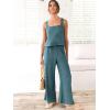 imageANRABESS Womens 2 Piece Outfits Linen Pants Jumpsuit Matching Lounge Set Casual Summer Beach Vacation Trendy Clothes Grey Blue XLarge