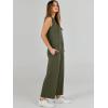 imageANRABESS Womens 2 Piece Sets Summer Outfits Sleeveless Wide Leg Tracksuits Casual Sweat Sets Lounge SweatsuitsArmy Green