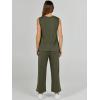 imageANRABESS Womens 2 Piece Sets Summer Outfits Sleeveless Wide Leg Tracksuits Casual Sweat Sets Lounge SweatsuitsArmy Green