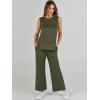 imageANRABESS Womens 2 Piece Sets Summer Outfits Sleeveless Wide Leg Tracksuits Casual Sweat Sets Lounge SweatsuitsArmy Green