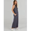 imageANRABESS Womens 2 Piece Sets Summer Outfits Sleeveless Wide Leg Tracksuits Casual Sweat Sets Lounge SweatsuitsDark Grey