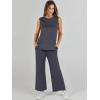 imageANRABESS Womens 2 Piece Sets Summer Outfits Sleeveless Wide Leg Tracksuits Casual Sweat Sets Lounge SweatsuitsDark Grey